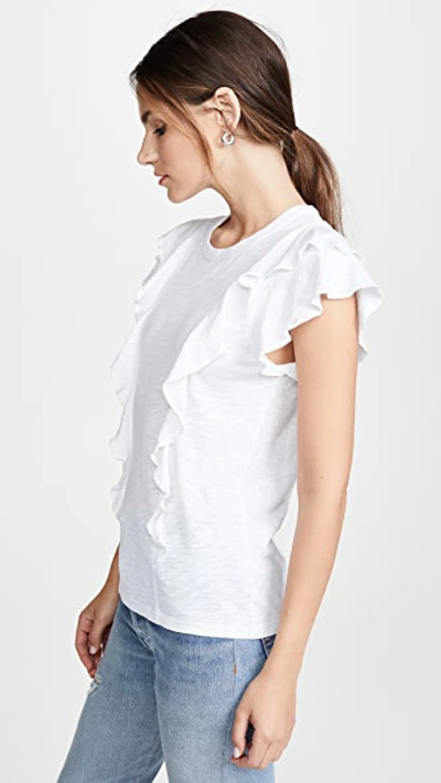 Veronica Beard Jean Bea Short Sleeve Ruffle Tee In White