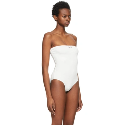 Shop Off-white White Rib Strapless Bodysuit