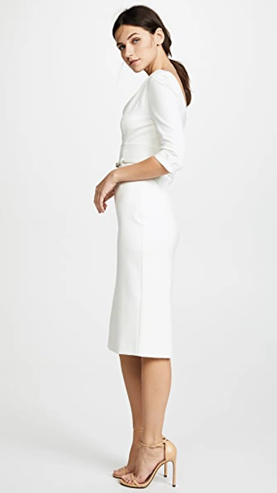 Black Halo 3/4 Sleeve Jackie O Dress Winter White In Winter White