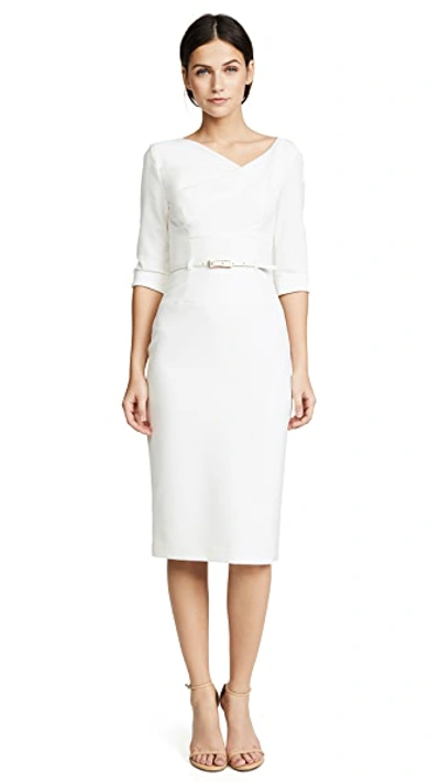 Black Halo 3/4 Sleeve Jackie O Dress Winter White In Winter White