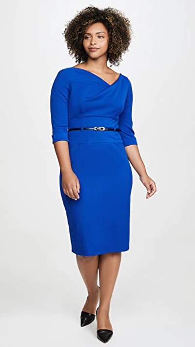 Black Halo Jackie O Three-quarter Sleeve Dress In Cobalt