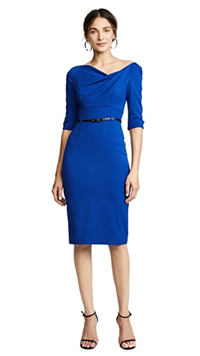 Black Halo Jackie O Three-quarter Sleeve Dress In Cobalt