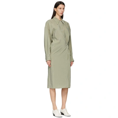 Shop Lemaire Green Twisted Dress In 609 Sage