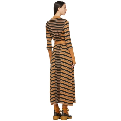 Shop Chloé Tan Wool Striped Dress In 216 Snflwry