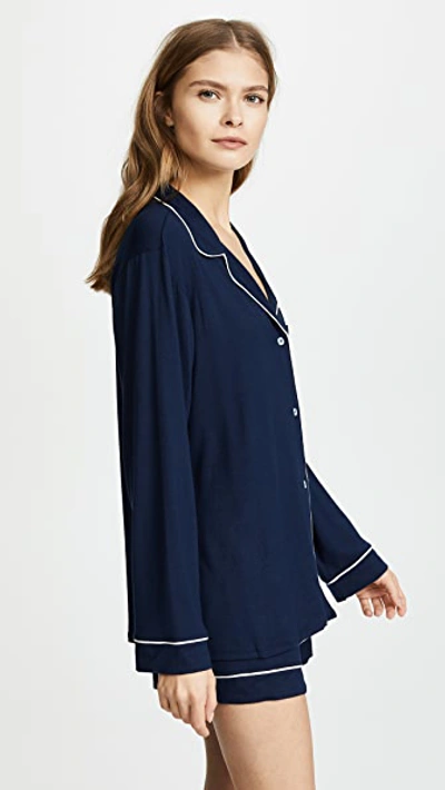 Eberjey Gisele Stretch-modal Jersey Pajama Set In Navy/ivory