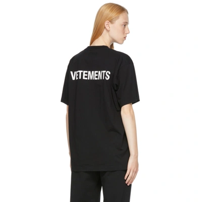 Shop Vetements Black & Gold Logo T-shirt