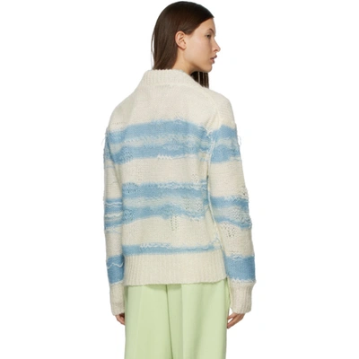 Shop Acne Studios Off-white & Blue Striped Sweater In Amc Whtblue