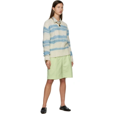 Shop Acne Studios Off-white & Blue Striped Sweater In Amc Whtblue