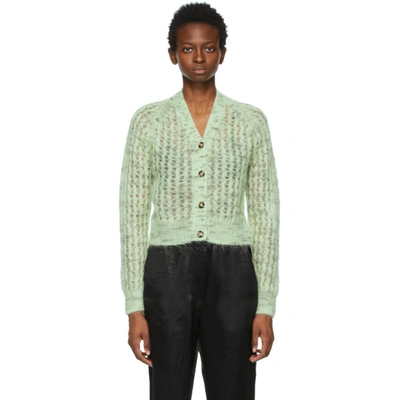 Shop Acne Studios Green Mohair Cropped Cardigan In Ab9 Mint