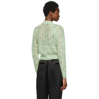 Shop Acne Studios Green Mohair Cropped Cardigan In Ab9 Mint