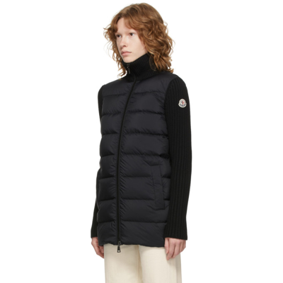 Shop Moncler Black Down Quilted Cardigan Jacket In 999 Black