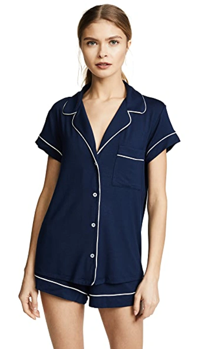 Eberjey Gisele Relaxed Pajama Short Set In Navy/ivory