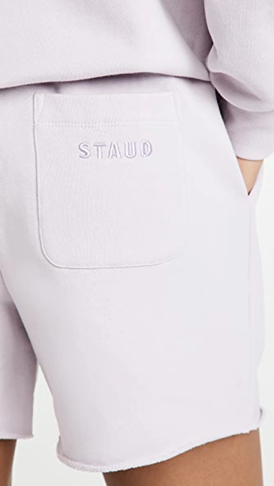 Shop Staud Drawstring Sweatshorts In Lavender