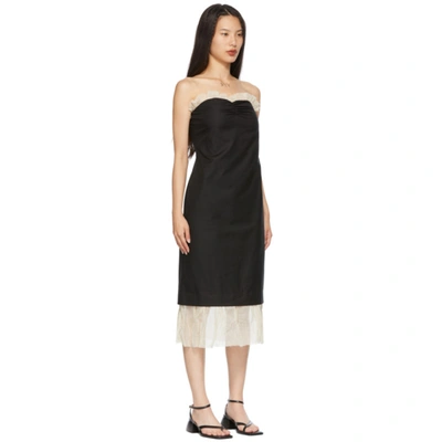 Irene Strapless Organza-trimmed Cotton-twill Midi Dress In Black