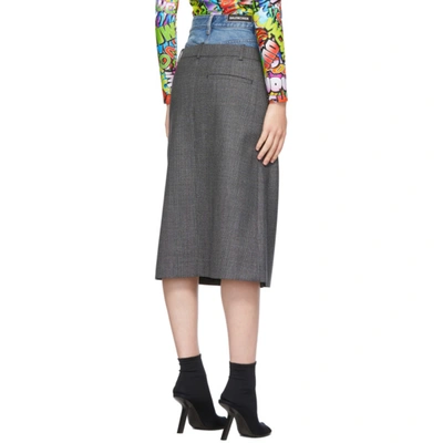 Shop Balenciaga Blue & Grey Double Mid-length Skirt