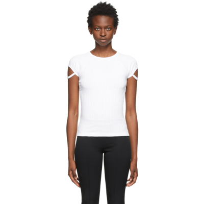 Shop Helmut Lang White Little Ribbed T-shirt In 100 White