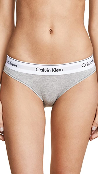 Calvin Klein Underwear Logo Band Thong In Grey Heather