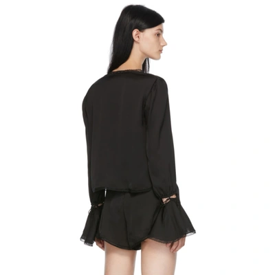 Shop Saint Laurent Black Silk & Lace Blouse In 1000 Black