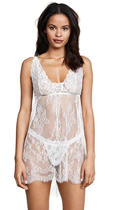 Hanky Panky Victoria Lace Chemise With G-string In Light Ivory