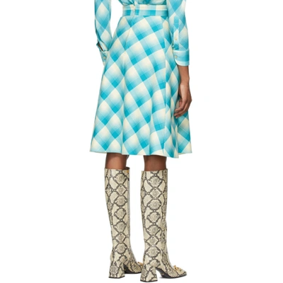 Shop Gucci Blue Optical Tartan Skirt In 4340 Turqu/ivo