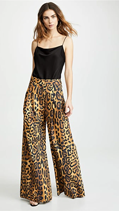 Alice And Olivia Harmon Draped Satin And Stretch-crepe Thong Bodysuit In Black