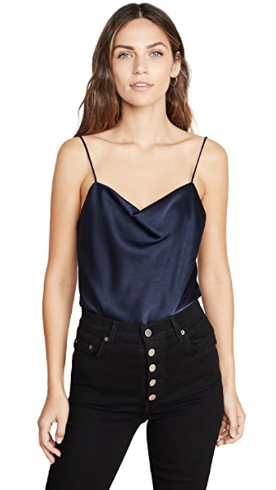 Alice And Olivia Harmon Drapey Camisole In Navy
