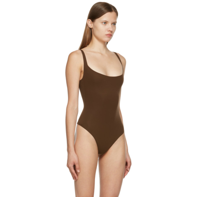 Shop Skims Brown Fits Everybody Square Neck Bodysuit In Cocoa