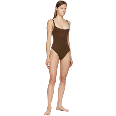 Shop Skims Brown Fits Everybody Square Neck Bodysuit In Cocoa