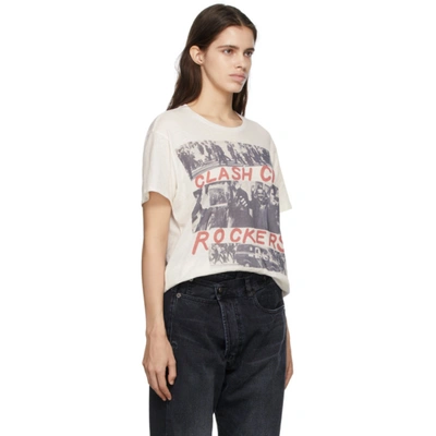 R13 The Clash City Rockers Graphic Print Cotton Cashmere Blend Band T-shirt In Dirty White