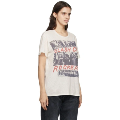 R13 The Clash City Rockers Graphic Print Cotton Cashmere Blend Band T-shirt In Dirty White