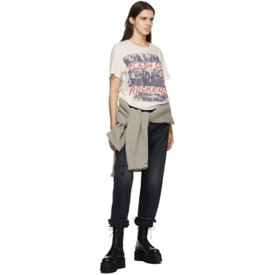 R13 The Clash City Rockers Graphic Print Cotton Cashmere Blend Band T-shirt In Dirty White
