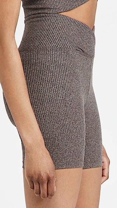 Year Of Ours Ribbed V Waist Biker Shorts In Heathered Grey