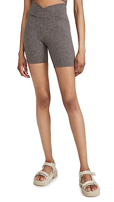 Shop Year Of Ours Ribbed V Waist Biker Shorts Heathered Grey
