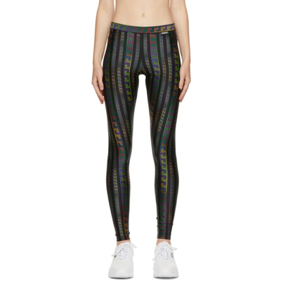 Shop Versace Black Greca Neon Print Leggings In 5x020 Multicolor Bla