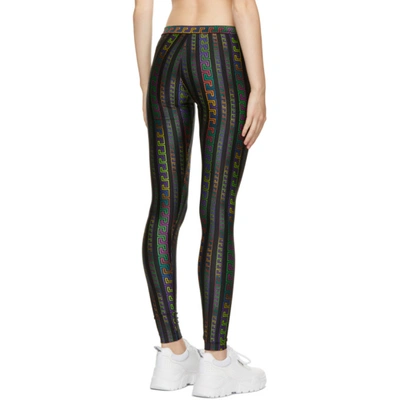 Shop Versace Black Greca Neon Print Leggings In 5x020 Multicolor Bla