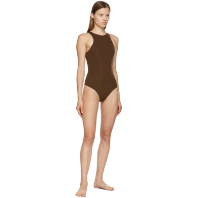 Shop Skims Brown Fits Everybody High Neck Bodysuit In Cocoa