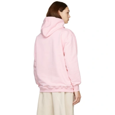 Shop Vetements Ssense Exclusive Pink Logo Hoodie In Pink/white