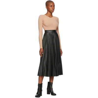 Shop Mm6 Maison Margiela Black Pleated Skirt
