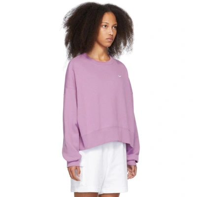 Shop Nike Purple Sportswear Essential Sweatshirt In Violet Shock/white