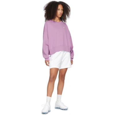 Shop Nike Purple Sportswear Essential Sweatshirt In Violet Shock/white