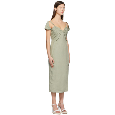 Shop Jacquemus Green 'la Robe Tovallo' Dress In Sage Green
