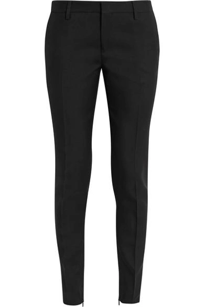 Shop Saint Laurent Wool-gabardine Skinny Pants In Black