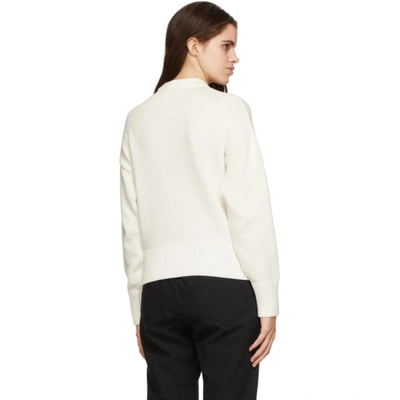 Shop Ami Alexandre Mattiussi Off-white Oversize Ami De Cœur Sweater In 100 White