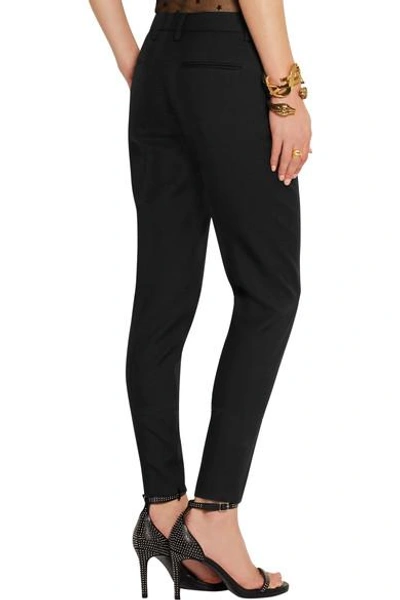 Shop Saint Laurent Wool-gabardine Skinny Pants In Black