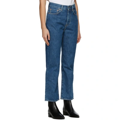 Shop Acne Studios Blue Cropped Straight Fit Jeans In 838 Dk Blue
