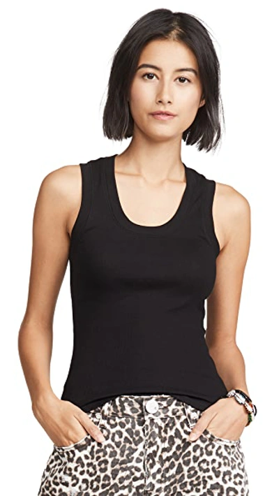 Free People Scoop Neck Tank Top In Black