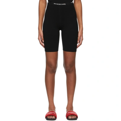 Shop Alexander Wang T Black Logo Bike Shorts In 001 Black