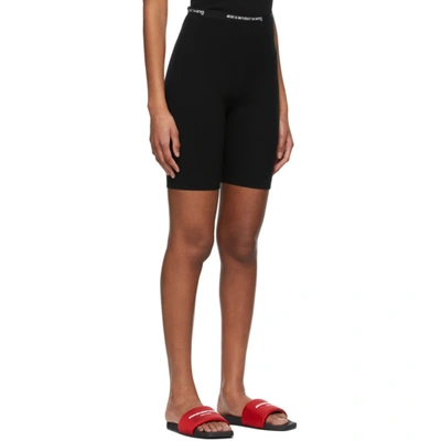 Shop Alexander Wang T Black Logo Bike Shorts In 001 Black