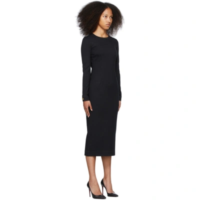 Shop Dolce & Gabbana Black Long Sleeve Logo Plaque Dress In N0000 Black