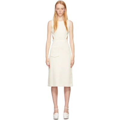 Shop Fendi Off-white Knit Cut-out Dress In F0znm White